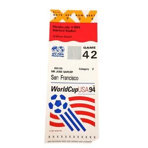 1994 FIFA World Cup Ticket Stub Game 42 Brazil vs Cameroon Stanford Stadium